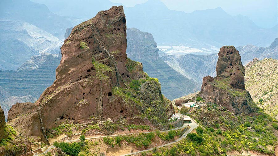 Roque Bentayga een na grootste en op twee na hoogste rots van Gran Canaria