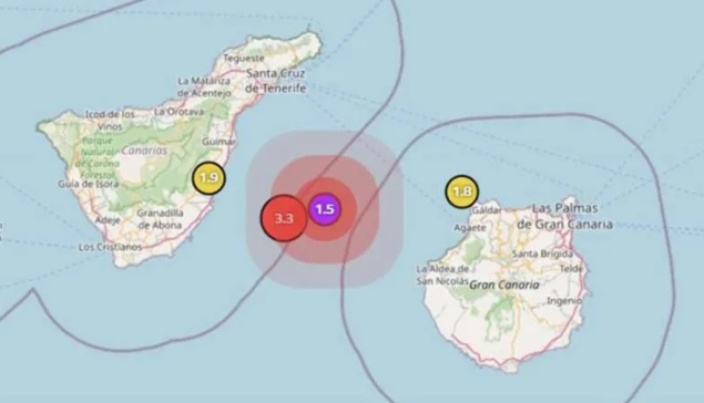 Een aardbeving met een kracht van 3,3 treft de oostkust van Tenerife