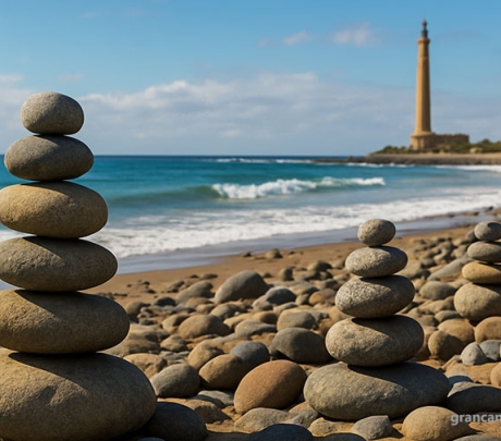 Stenen stapelen op het strand van Maspalomas schaadt dierenleven en verzwakt de kust
