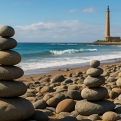 Stenen stapelen op het strand van Maspalomas schaadt dierenleven en verzwakt de kust