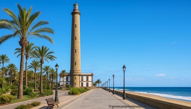 Men is begonnen met de herinrichting van de promenade rond de vuurtoren van Maspalomas