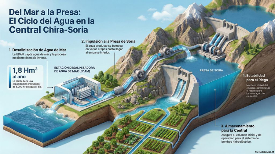 Salto de Chira: werkzaamheden vorderen om hernieuwbare energie op te slaan in Gran Canaria