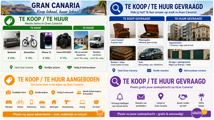 NIEUW: Dé advertentie plaats van en voor de Nederlandstalige gemeenschap op Gran Canaria