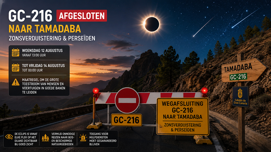 Verkeersafsluitingen Gran Canaria op 12 augustus vanwege de eclips