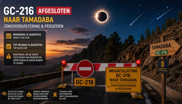 Verkeersafsluitingen Gran Canaria op 12 augustus vanwege de eclips